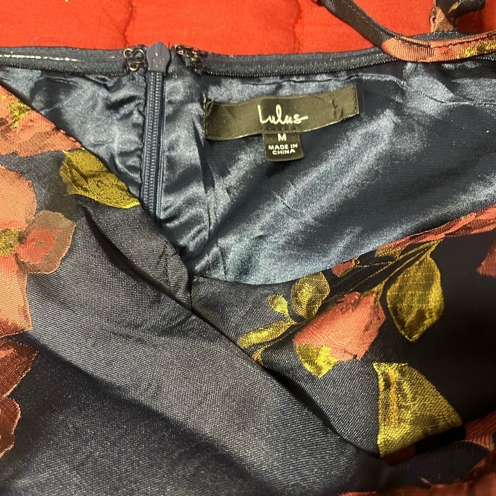 Lulus M Garden Gala Navy Blue Floral Jacquard Skort Romper - Picture 15 of 15